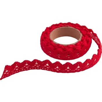 Stuha Bavlněná samolepící stuha krajka 1.8 m / Red