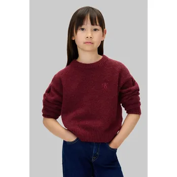 Dívčí svetr Dětský svetr s příměsí vlny Calvin Klein Jeans IG0IG03048.9BYA burgundské 93X, vel. 170