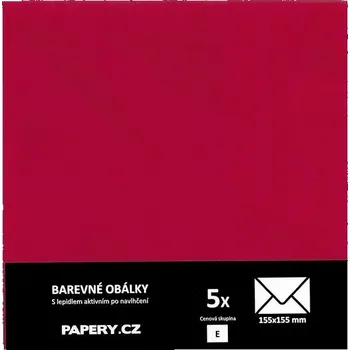 Obálka barevná obálka 155X155 ČERVENÁ TMAVÁ, 5 kusů, 100 gm2, olizová HBLR 062