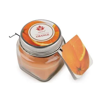 Svíčka Malá vonná svíčka ve skle s jmenovkou 28 g Fruit, Floral - 1 ks - 14 (Orange) lososová