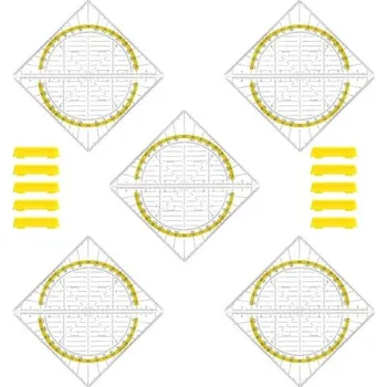 Měřicí kabel Sada úhloměrů Aomhrek, 10 kusů, čtverec 14 cm s rukojetí, úhloměr 180 stupňů pro základní školu