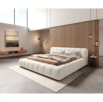 Postel DELIFE Čalouněná postel Cutio 180x200 cm bouclé měkká béžová