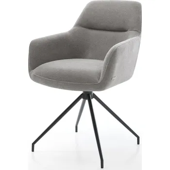 Jídelní židle DELIFE Jídelní židle Pejo-Flex strukturální látka Měkký šedá křížová podnož zúžená černá taštičkové pružiny