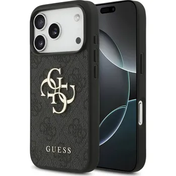 Pouzdro na mobilní telefon Zadní kryt Guess PU 4G Metal Logo pro iPhone 17 Pro Grey