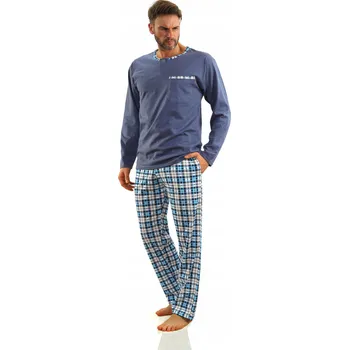 Pánské pyžamo Pánské bavlněné pyžamo dvoudílné pohodlné DLOUHÝ RUKÁV Sesto Senso *M