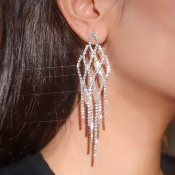 Náušnice Dlouhé visací Náušnice s Křišťál, vícebarevné, lesklé, délka 10.8 cm