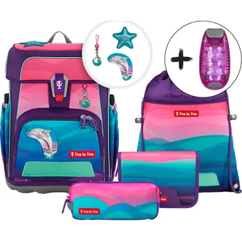 Školní aktovka Step by Step Cloud OCEAN Dolphin Lana – 5dílný set, AGR certifikát + DÁREK ZDARMA