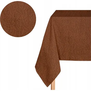 ubrus UBRUS NA STŮL 85x85 DEKORATIVNÍ HNĚDÝ ČTVERCOVÝ S MOTIVEM LISTŮ VELIKONOČNÍ HNĚDÁ