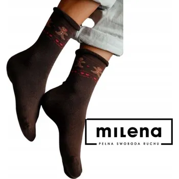 Dámské ponožky Milena ponožky FROTÉ dámské SUŠENKY čokoláda/bronz VÁNOCE 37-41