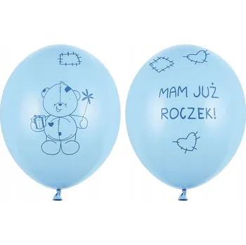 Balónek Balónky klasické PartyDeco Medvídek - už mám rok, modré, 6 kusů