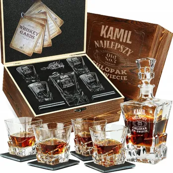 Sklenice SADA 4 SKLENICE NA WHISKY V KRABIČCE DÁREK KE DNI PŘÍTELE MANŽEL