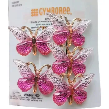 SPONKY DO VLASŮ PRO DÍVKU MOTÝLCI KLIPSY RŮŽOVÉ 5 KUSŮ