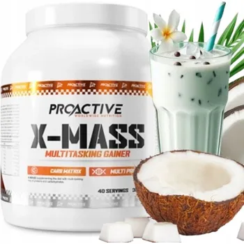 Protein Gainer v prášku protein sacharidy pro nárůst hmoty ProActive X-MASS kokos 3 kg