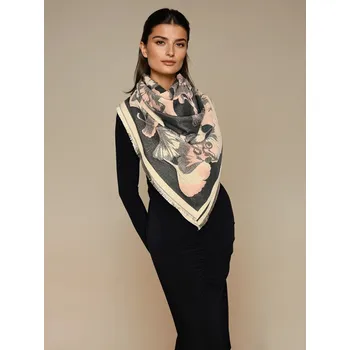 Šála Italy Classic Scarf Elegantní a nádherná oboustranná šála Ginkgo Biloba v šedé a růžové