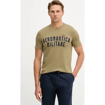 Pánské tričko Bavlněné tričko Aeronautica Militare TS2478UJ00641 zelená 87X, vel. L