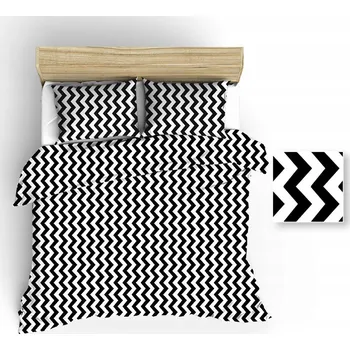 Povlečení Povlečení bavlněné 160x200 bílé cikcak černý