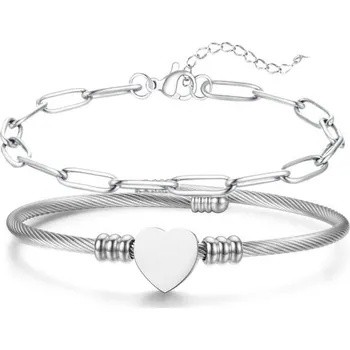 Náramek JJDreams Nerezový ocelový náramek Černý dámský nerezový ocelový náramek s otevřeným srdcem, dárek