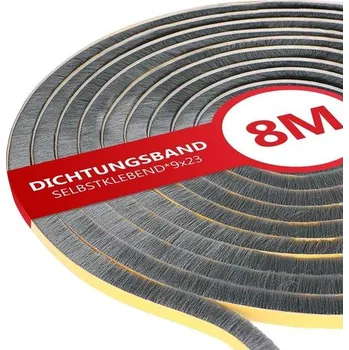 soklová lišta 8M Samolepicí kartáčové těsnění, 9 mm (Š) x 23 mm (H) kartáčové těsnění pro rolety a posuvné dveře,
