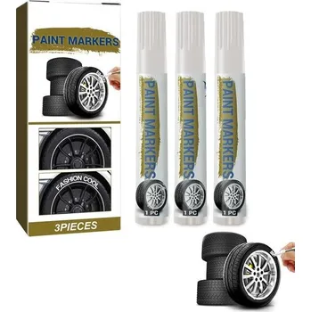 Pero na pneumatiky bílé vodotěsné, 3 tyčinky bílé pero na auto pneumatiky, pero na značení auto