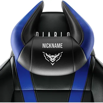 Polštář Polštář opěrka hlavy Diablo X-Horn s personalizovanou výšivkou, černo-modrá