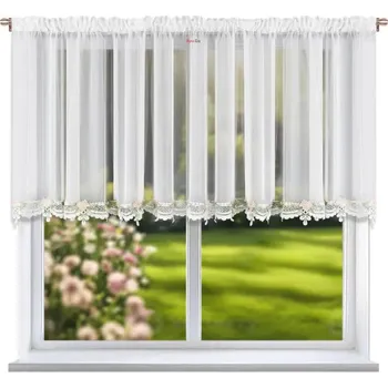 Záclona Fliying Dekorační krátká záclona LG263 s krajkou 400x100 cm
