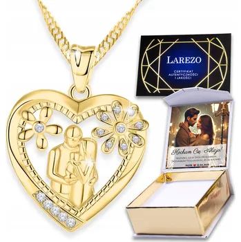 Náhrdelník Zlatý Náhrdelník 585 Rodina Máma s Dítětem Srdce Family 925 + POTISK