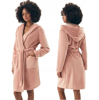 Dámský župan HENDERSON Dámský teplý župan s kapucí Brid 42877 růžový L