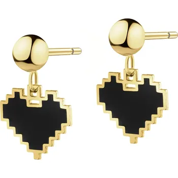 Náušnice Zlaté náušnice se smaltem - srdce - AP543-9487