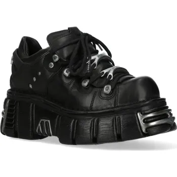 Pánská zimní obuv Boty Se Šněrováním Gotika z New Rock - METALLIC M-120N-C26 - černá