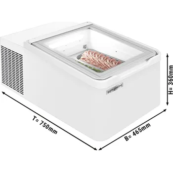 Vinotéka G.Gastro Stolní vitrína na zmrzlinu - 460mm - statická - pro 2x 5L nádoby - otevírání krytu na straně zákazníka