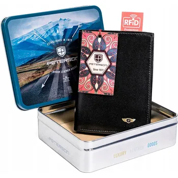 Peněženka Peterson pánská peněženka z pravé kůže černá - muž