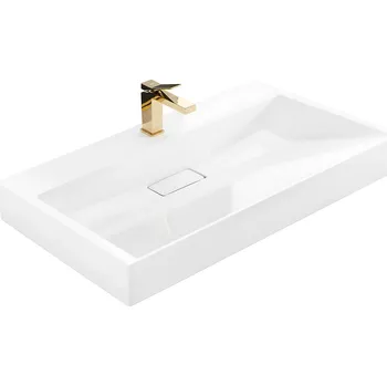 Umyvadlo Rea Goya, umyvadlo na desku 100x46x14 cm, konglomerát, bílá lesklá, REA-U8903