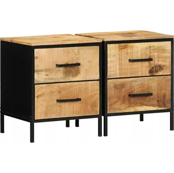 Noční stolek NOČNÍ STOLKY 2 KS 40X35X50CM MASIVNÍ MANGOVÉ DŘEVO
