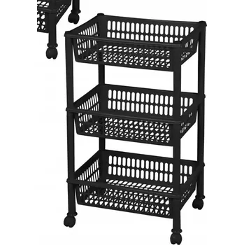 regál KADEŘNICKÝ VOZÍK / POMOCNÍK NA KOLEČKÁCH ČERNÝ