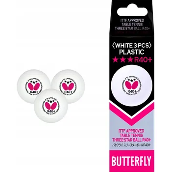 Pingpongová pálka 3x Míčky na Stolní Tenis BUTTERFLY TRÉNINKOVÉ BÍLÉ