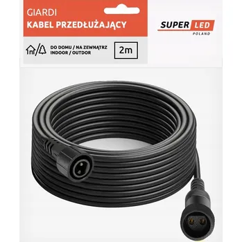 Napájecí kabel Zahradní girlanda, napájecí kabel prodlužovací 2m černý SuperLED