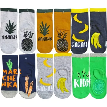 20-22 Ponožky BALENÍ 6 KUSŮ PROTISKLUZOVÉ OVOCE bavlna ABS YOCLUB