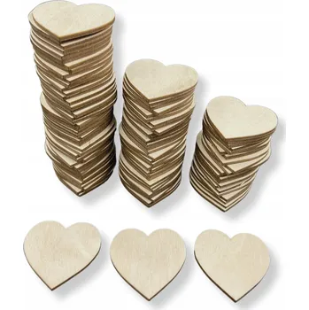 Obraz Dřevěné srdce na zdobení 100 KUSŮ 5x5 cm dekorace pro scrapbooking Překližka 3 mm