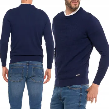 Pánský svetr Pánský svetr Moraj Elegantní Klasický Tmavě modrý Jemný vzor Viskóza vel. XXL