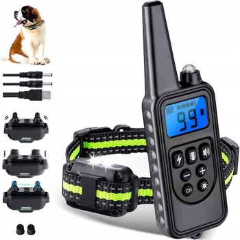 Obojek pro psa Elektrický výcvikový obojek 800m vodotěsný 3 režimy pro 3 psy