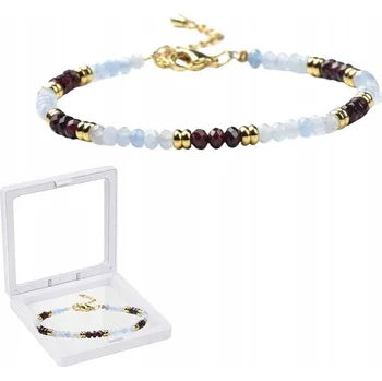 Náramek Náramek s efektními korálky v Biało-Bordowych Barwach 18+5 cm