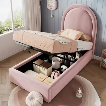 Postel Jednolůžková dřevěná postel Arhatreya 90x190 růžová