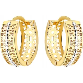 Náušnice ZLATÉ NÁUŠNICE Dámské Anglické pr. 585 Kolečka Široká Zdobená 14k