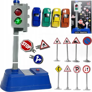 autíčko HRAČKA DOPRAVNÍ ZNAČKY SEMAFOR PODLOŽKA ULICE MĚSTO