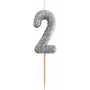 Svíčka Svíčka zápich číslice 2 třpytivá černá 11x3,5cm