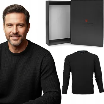 Pánský svetr Elegantní pánský SVETR Klasický ČERNÝ Bavlněný 3XL Pako Jeans