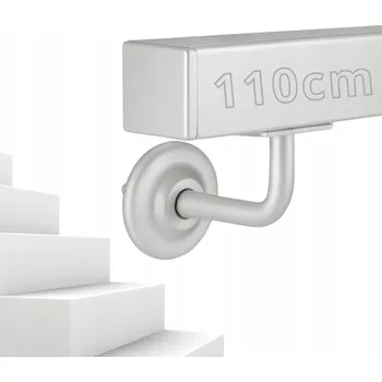 Zábradlí Schodišťové madlo STŘÍBRNÉ Nástěnné ČTVERCOVÉ Ocel Zábradlí na schody 110 cm