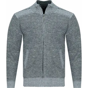 Pánský svetr PÁNSKÝ SVETR NA ZIP - S8627 ŠEDÝ klasický rolák dárek na vánoční dárek