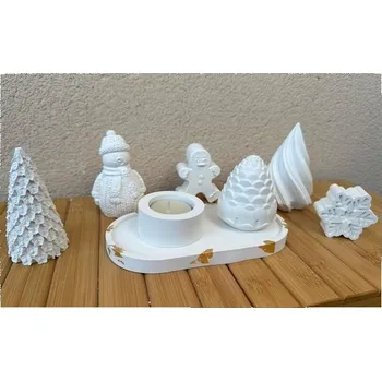 Vánoční dekorace Vánoční sada figurek z bílého cementu