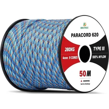 Kompresor Paracord Brotree 4mm 50m 9pramenů, 100%nylon